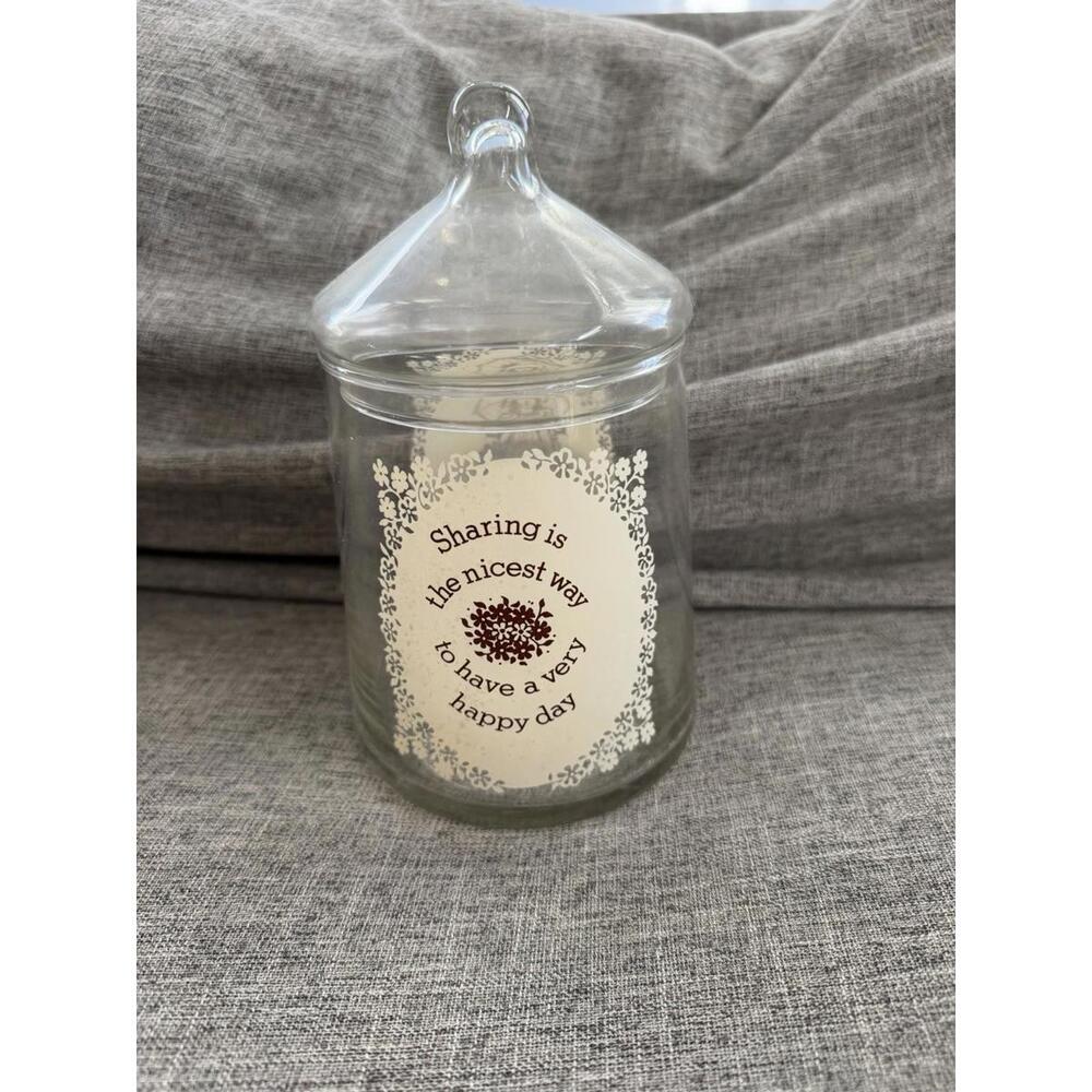 1976 Vintage Holly Hobbie Glass Apothecary Jar Cookie Candy Tea Treasure Lidded